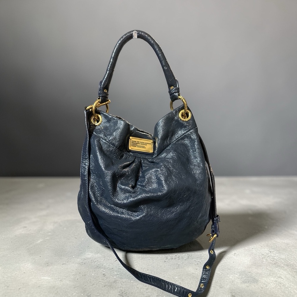 Marc Jacobs Patent Cow leather Crossbody in Dark Blue Gold Hardware
